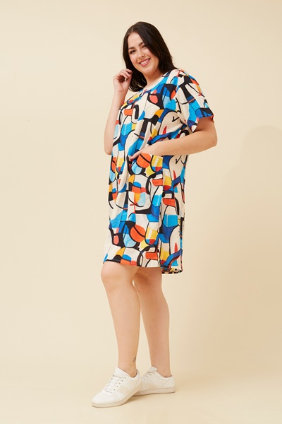 VINE ABSTRACT PRINT SHIFT DRESS