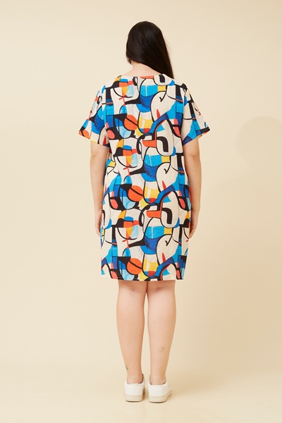 VINE ABSTRACT PRINT SHIFT DRESS