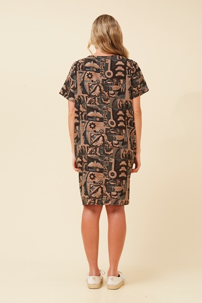 VINE ABSTRACT PRINT SHIFT DRESS