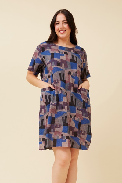 VINE ABSTRACT PRINT SHIFT DRESS