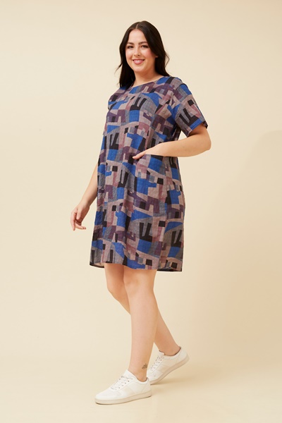 VINE ABSTRACT PRINT SHIFT DRESS