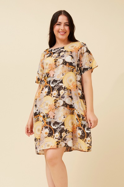 VINE ABSTRACT PRINT SHIFT DRESS