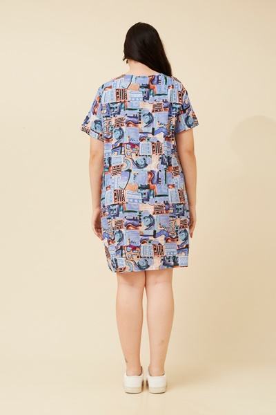 VINE ABSTRACT PRINT SHIFT DRESS