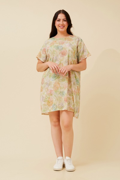 VINE ABSTRACT PRINT SHIFT DRESS