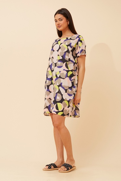 VINE ABSTRACT PRINT SHIFT DRESS
