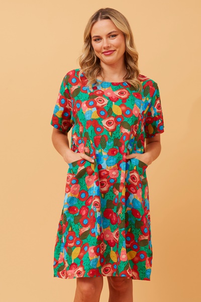 VINE ABSTRACT PRINT SHIFT DRESS