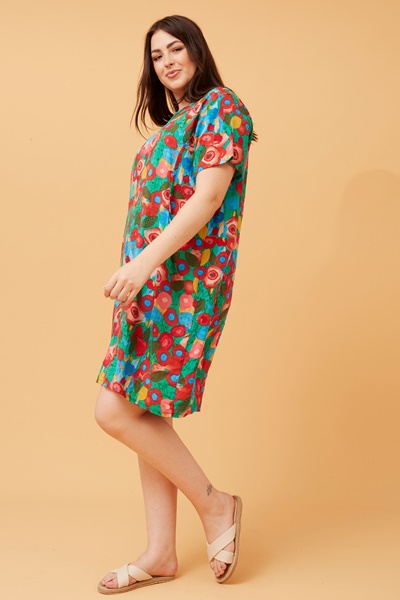 VINE ABSTRACT PRINT SHIFT DRESS