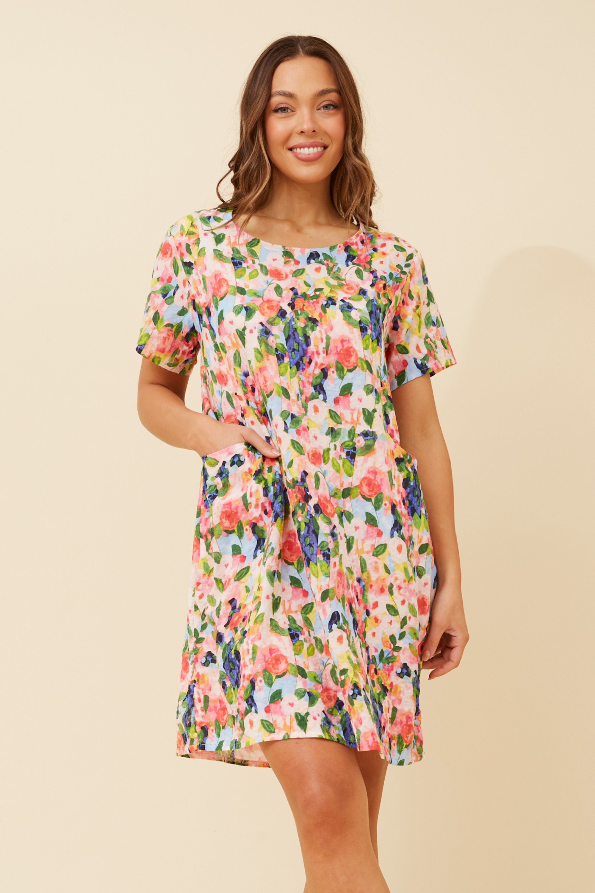 VINE BOTANICAL PRINT SHIFT DRESS