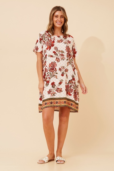 VINE FLORAL BOHO SHIFT DRESS