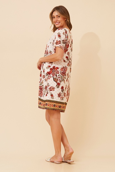VINE FLORAL BOHO SHIFT DRESS