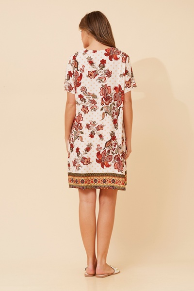 VINE FLORAL BOHO SHIFT DRESS