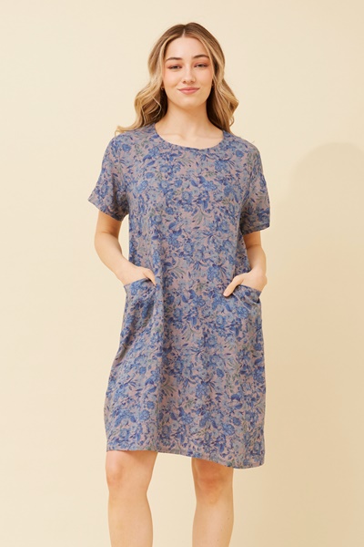 VINE FLORAL PRINT SHIFT DRESS