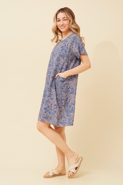 VINE FLORAL PRINT SHIFT DRESS