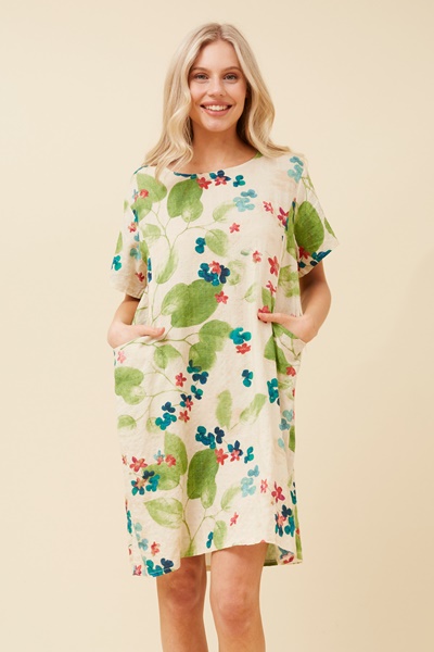 VINE FLORAL PRINT SHIFT DRESS