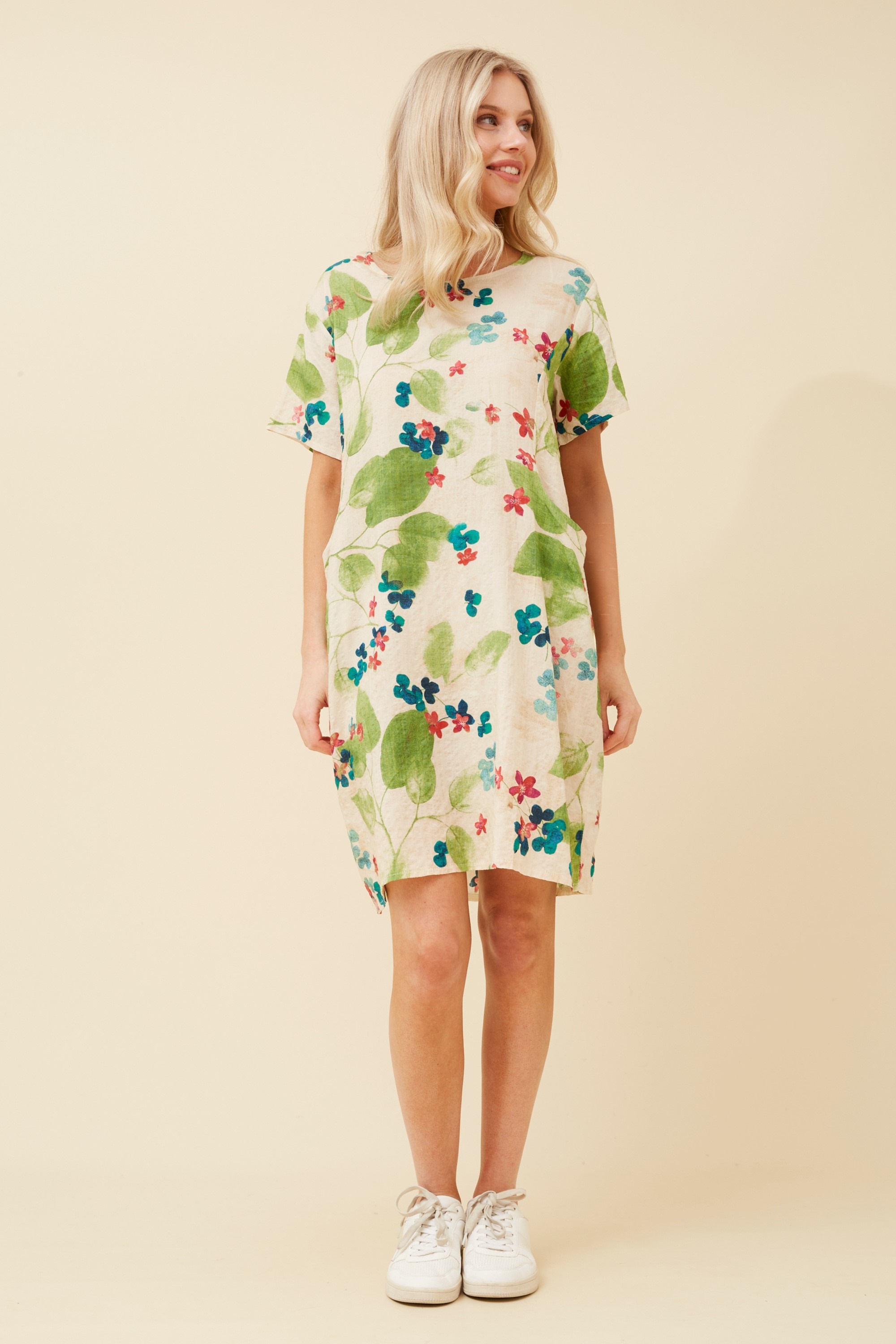 VINE FLORAL PRINT SHIFT DRESS