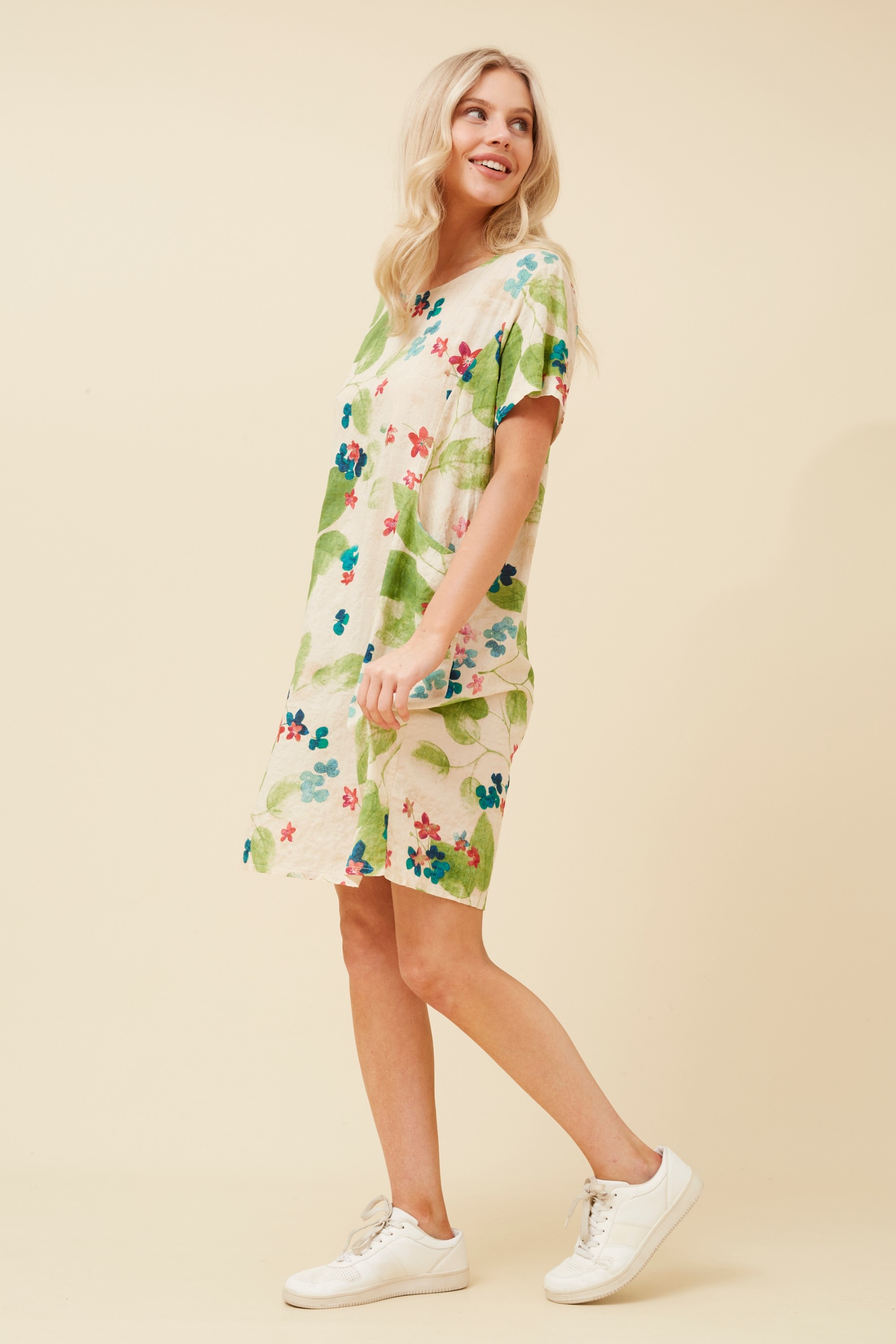 VINE FLORAL PRINT SHIFT DRESS