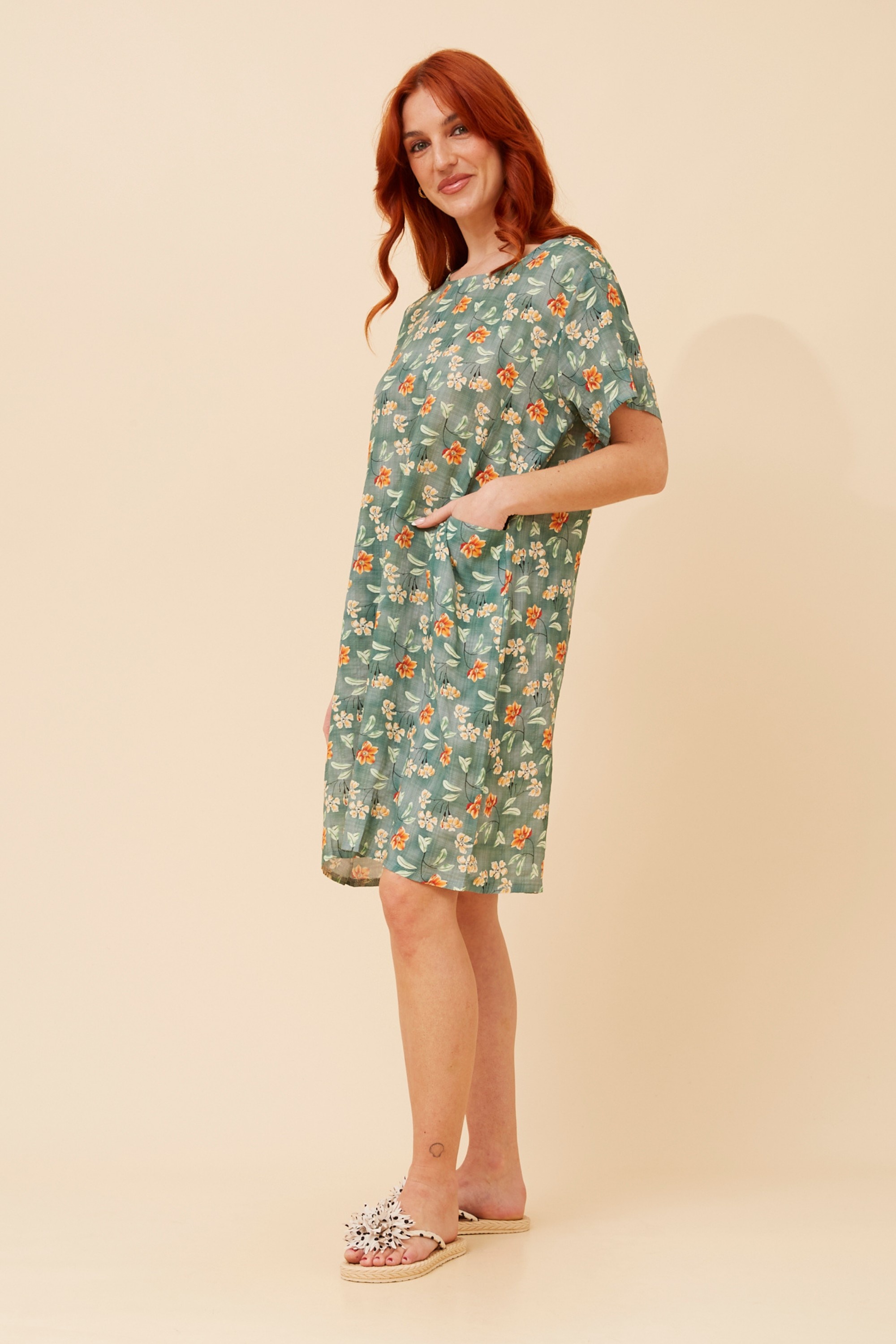 VINE FLORAL SHIFT DRESS