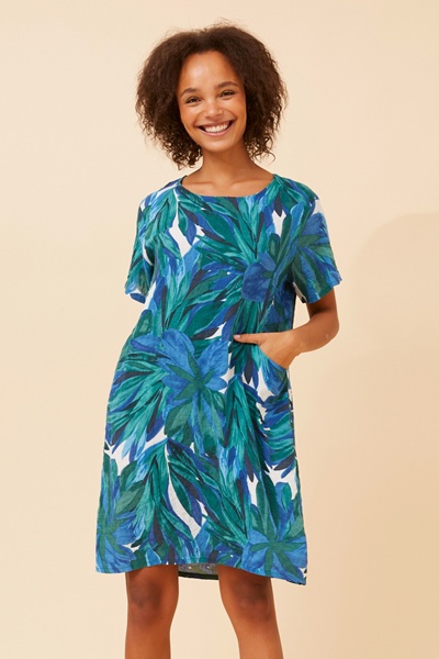 VINE LEAF PRINT SHIFT DRESS