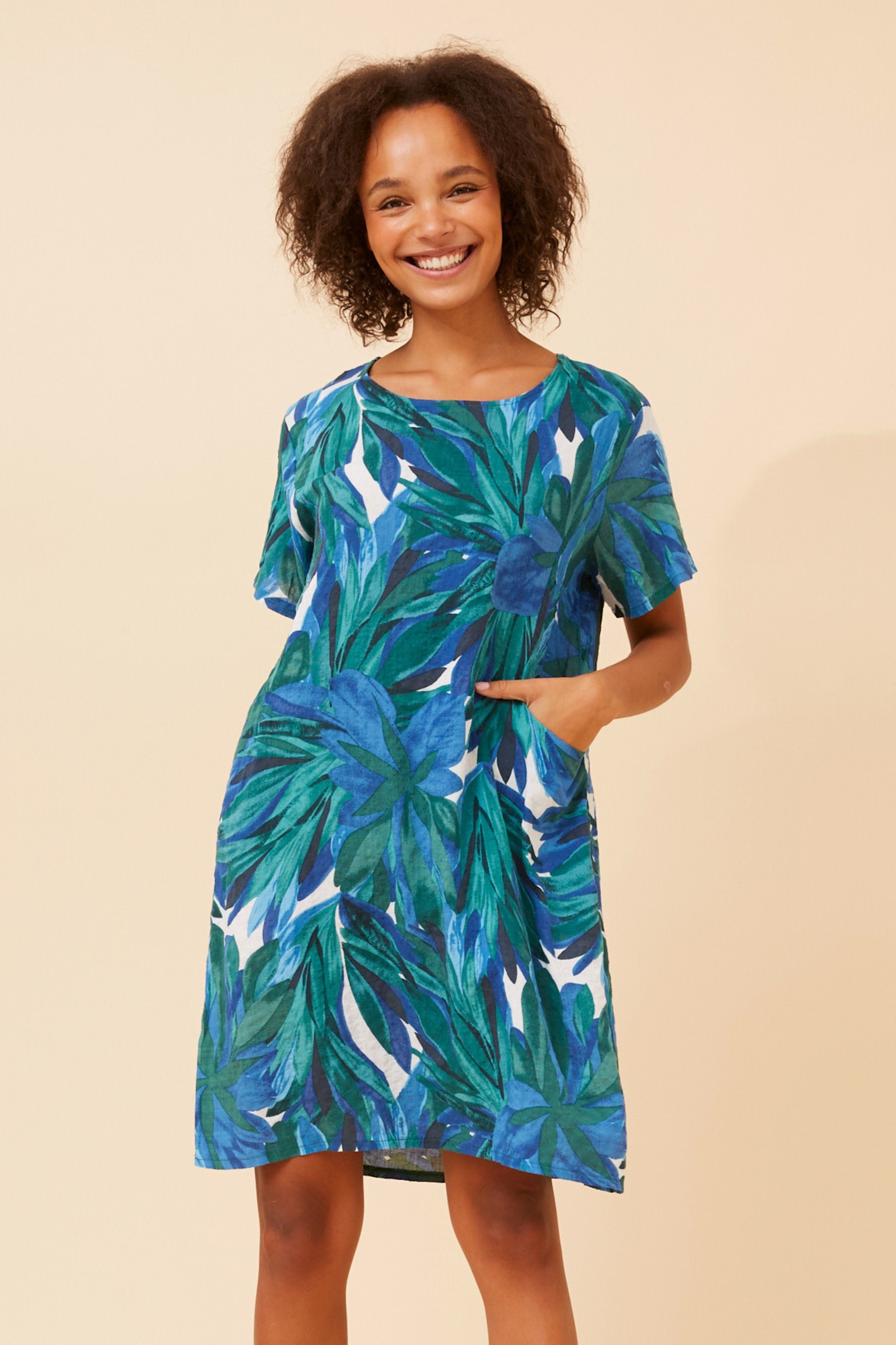 VINE LEAF PRINT SHIFT DRESS