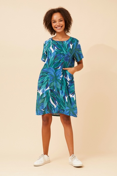 VINE LEAF PRINT SHIFT DRESS