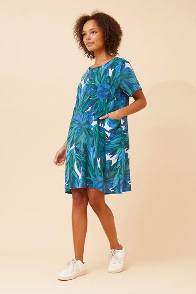 VINE LEAF PRINT SHIFT DRESS