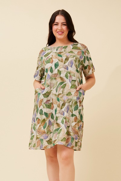 VINE LEAF PRINT SHIFT DRESS