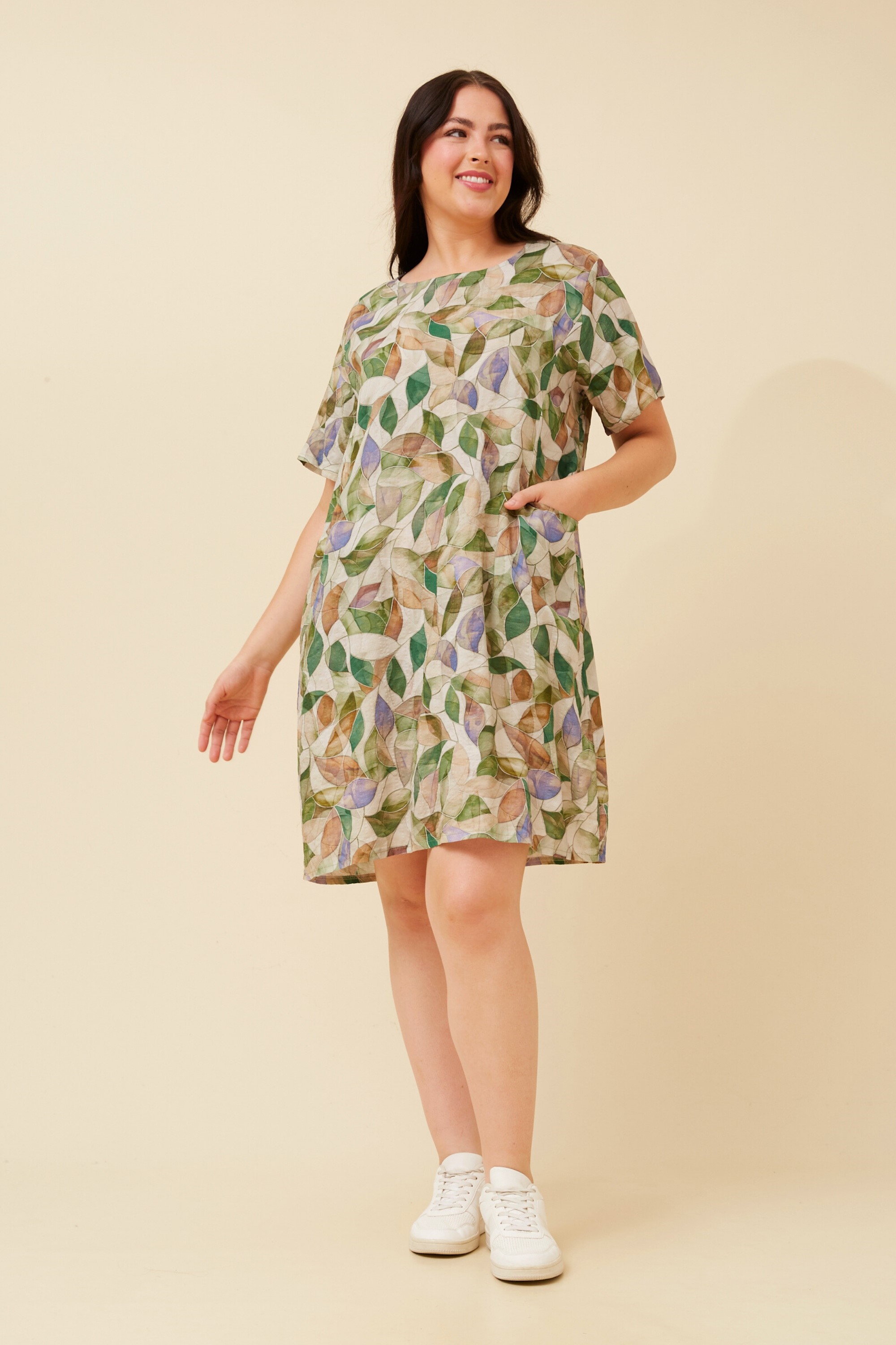 VINE LEAF PRINT SHIFT DRESS