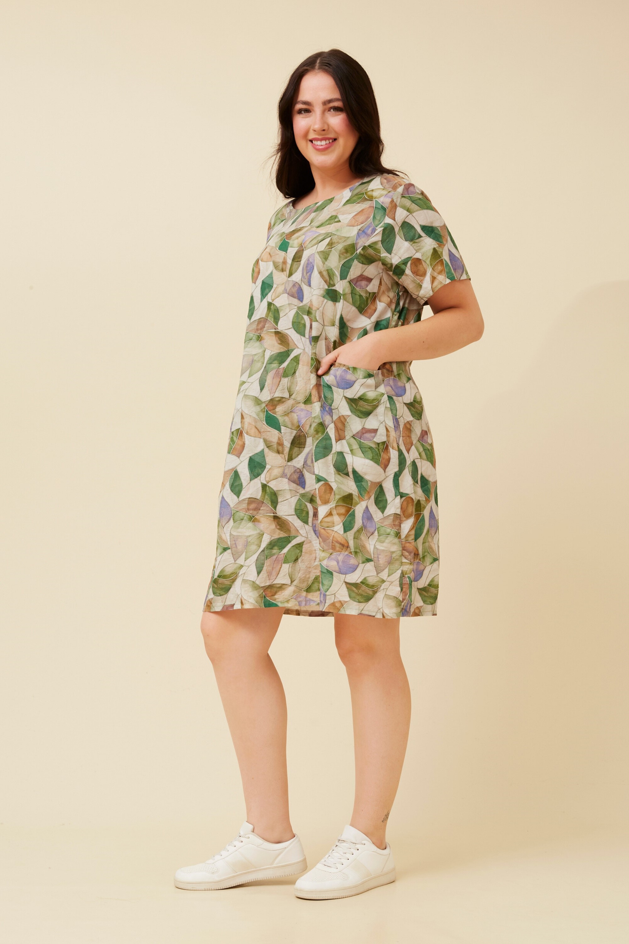 VINE LEAF PRINT SHIFT DRESS