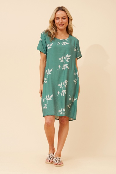 VINE LEAF PRINT SHIFT DRESS
