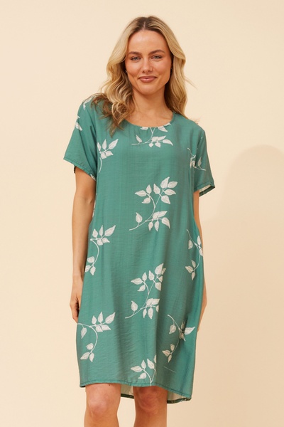 VINE LEAF PRINT SHIFT DRESS