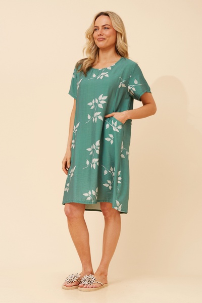 VINE LEAF PRINT SHIFT DRESS