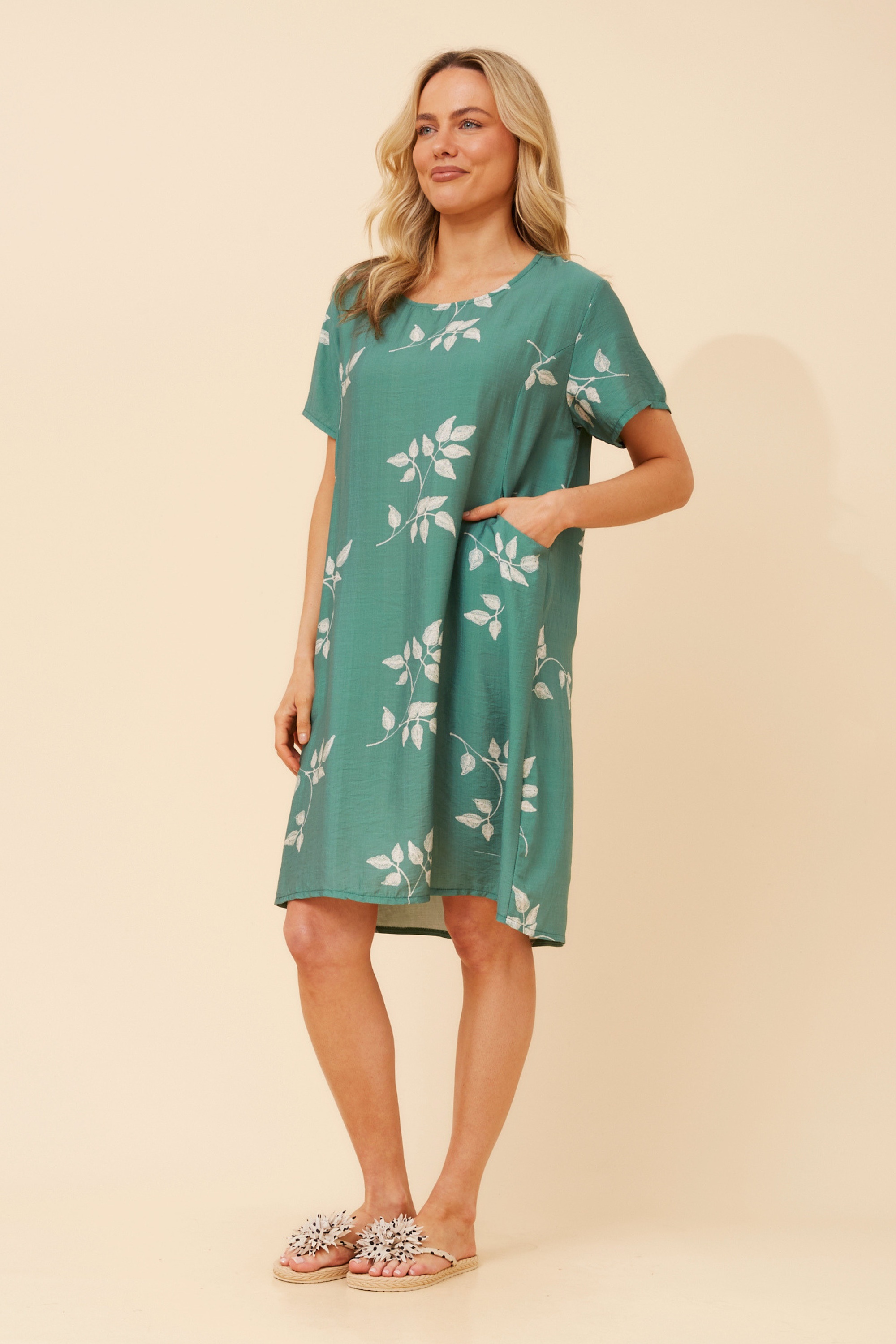 VINE LEAF PRINT SHIFT DRESS