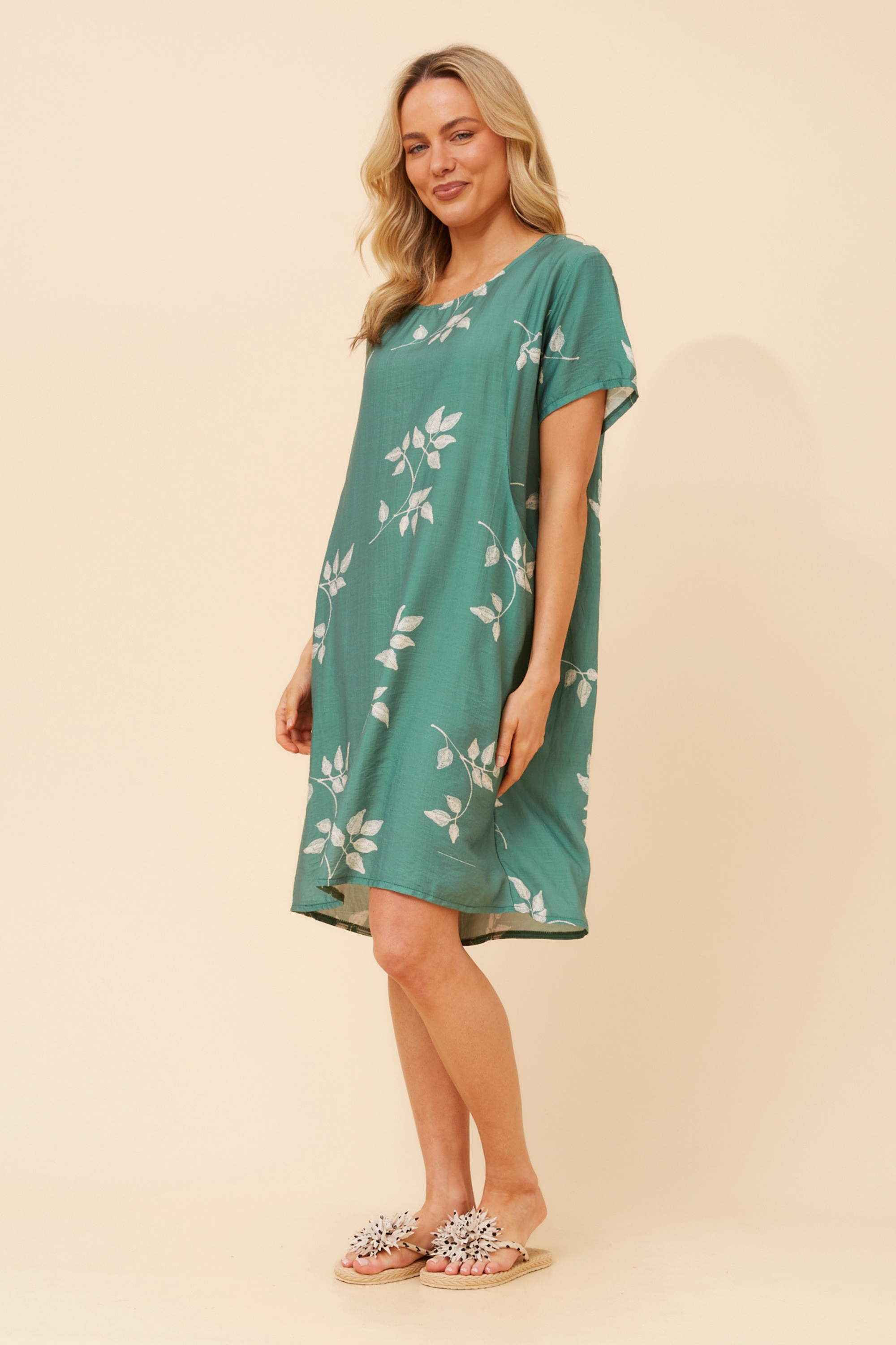 VINE LEAF PRINT SHIFT DRESS