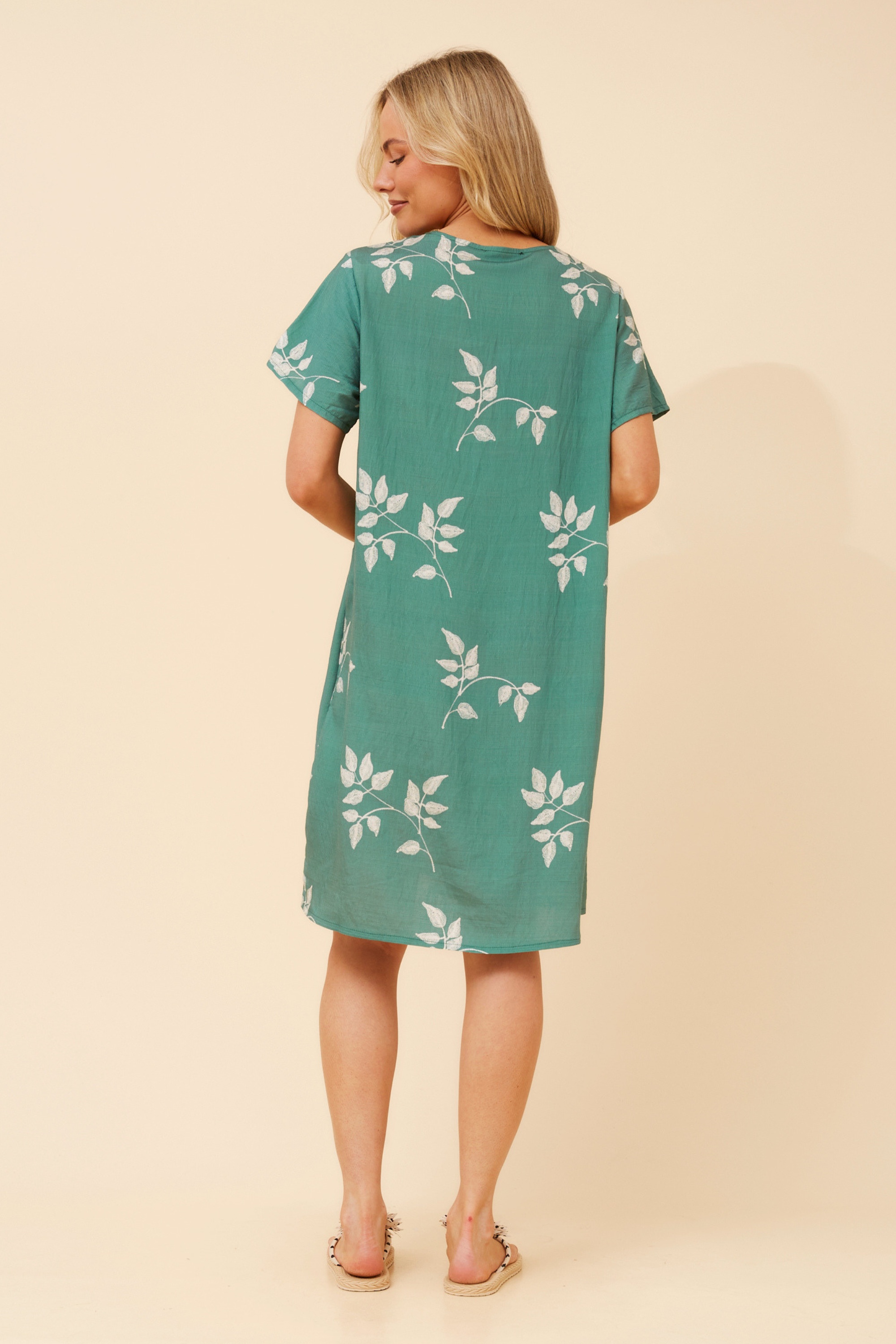 VINE LEAF PRINT SHIFT DRESS