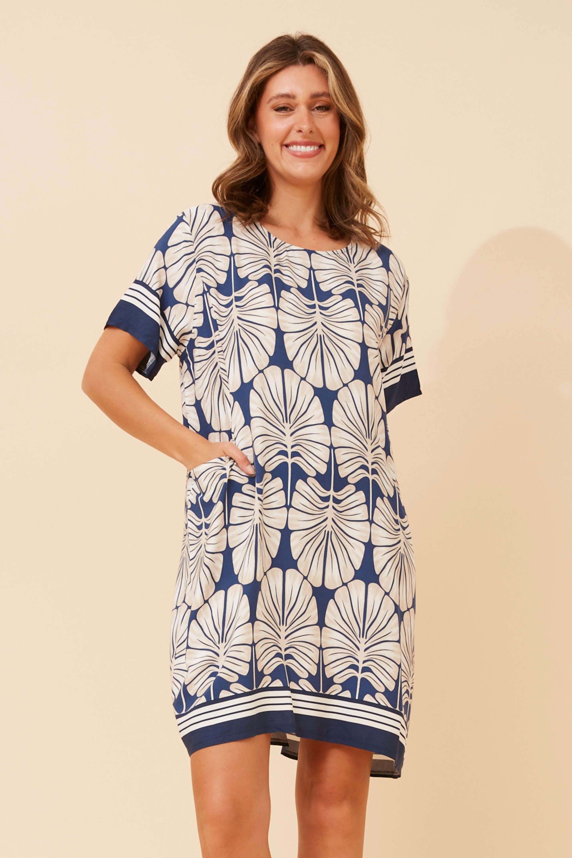 VINE LEAF PRINT SHIFT DRESS