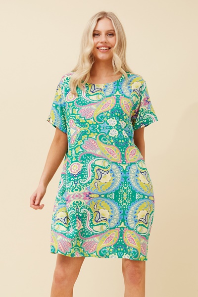 VINE PAISLEY PRINT SHIFT DRESS