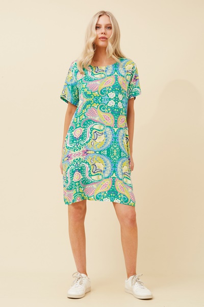 VINE PAISLEY PRINT SHIFT DRESS