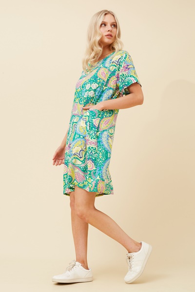 VINE PAISLEY PRINT SHIFT DRESS