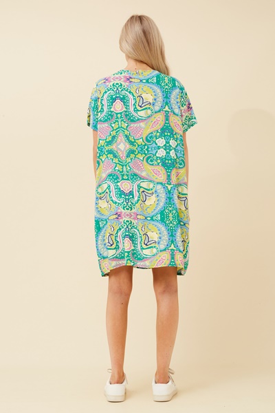 VINE PAISLEY PRINT SHIFT DRESS