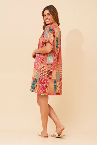 VINE PATCHWORK PRINT DRESS