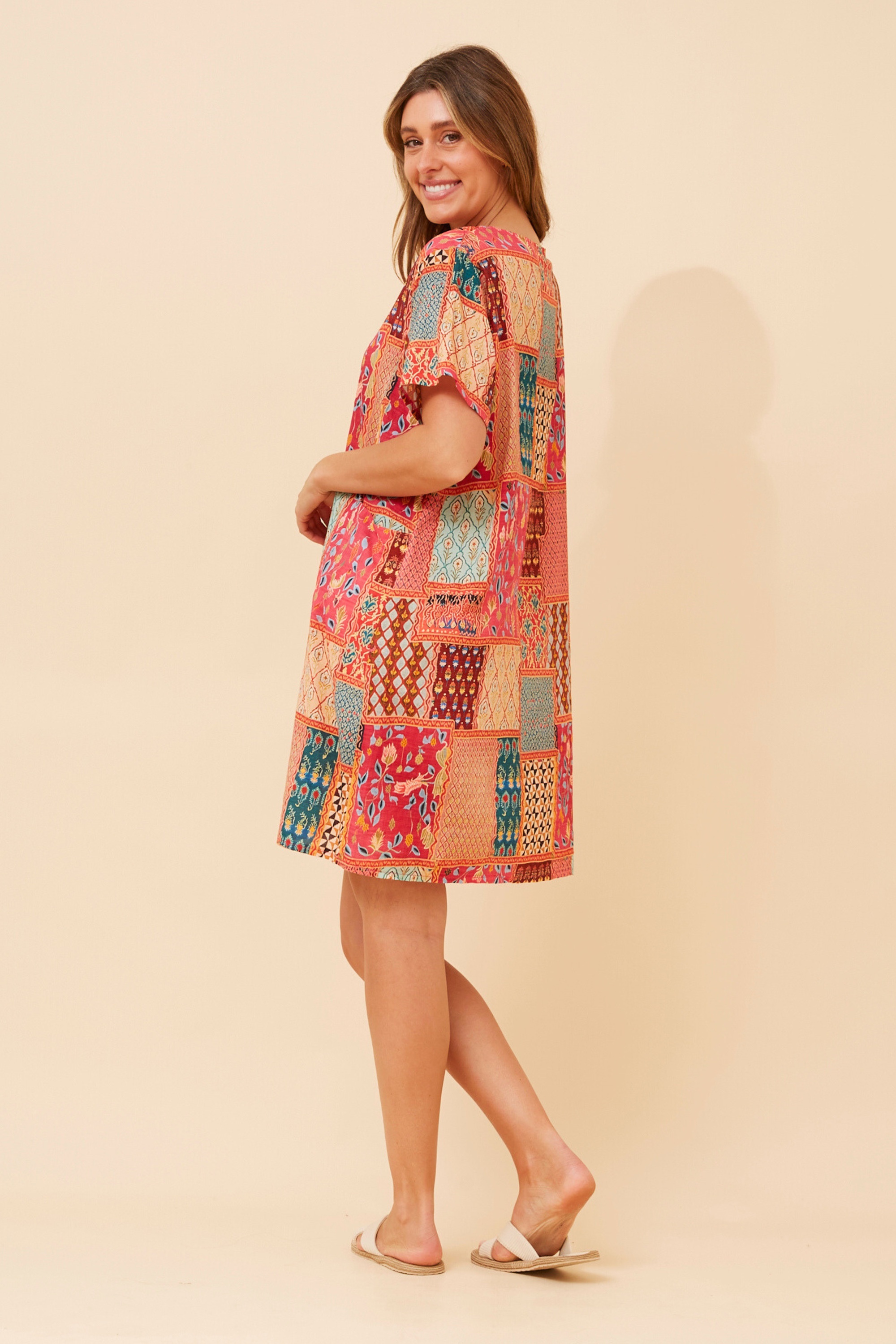 VINE PATCHWORK PRINT DRESS