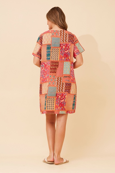 VINE PATCHWORK PRINT DRESS