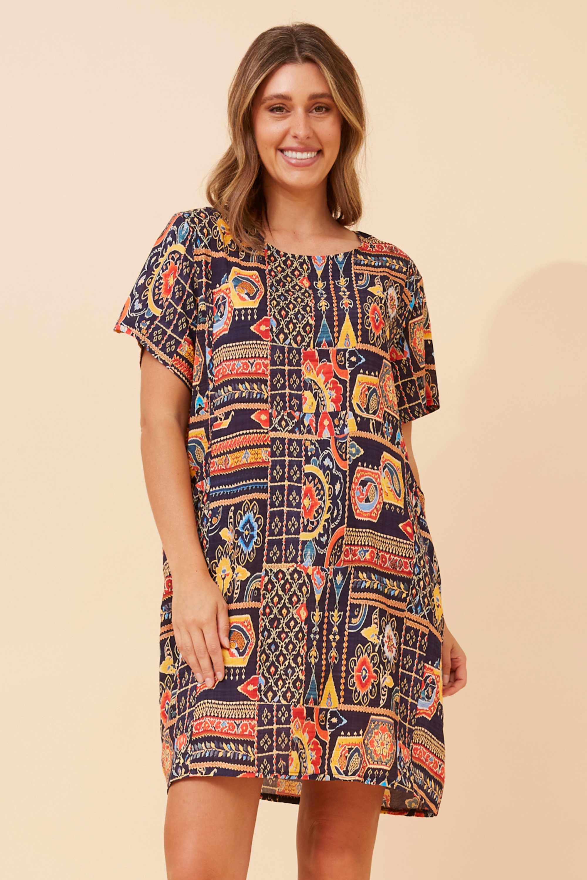 VINE PATCHWORK PRINT DRESS
