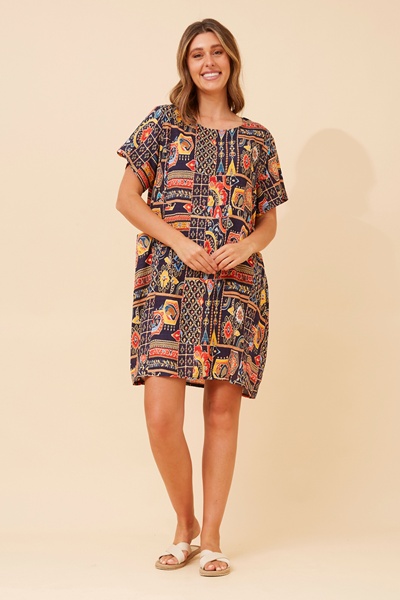 VINE PATCHWORK PRINT DRESS