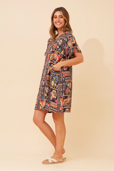 VINE PATCHWORK PRINT DRESS
