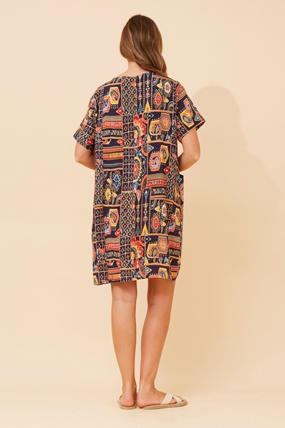 VINE PATCHWORK PRINT DRESS