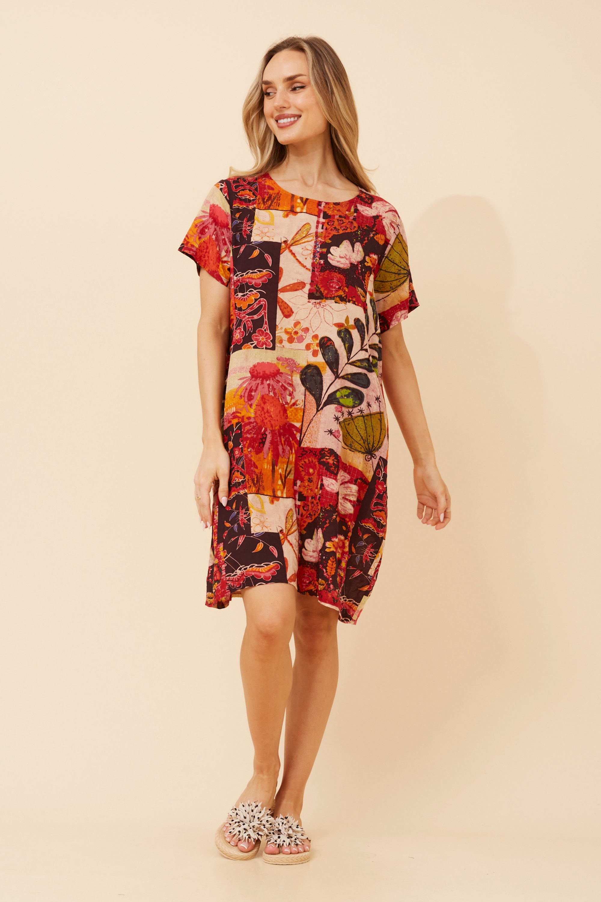 VINE PATCHWORK PRINT DRESS