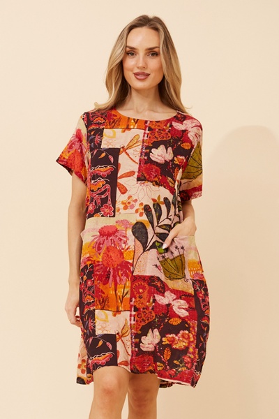 VINE PATCHWORK PRINT DRESS