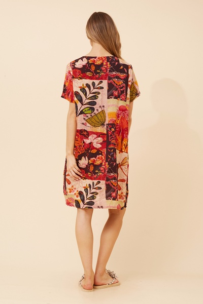 VINE PATCHWORK PRINT DRESS