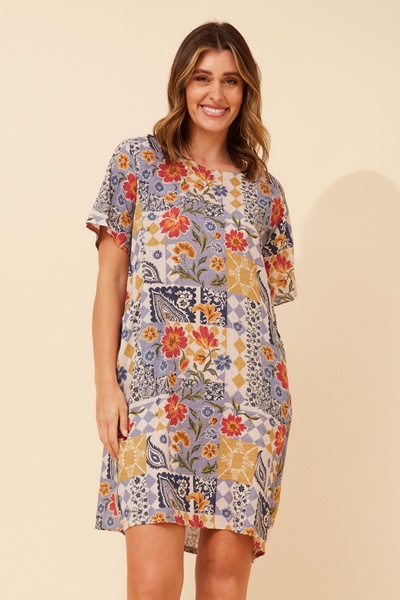 VINE PATCHWORK PRINT DRESS